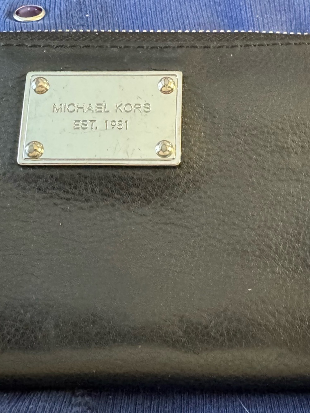 Michael Kors Black Leather Wallet with Silver Logo Plaque